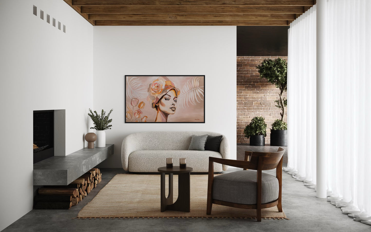 נערה עם כובע ופרח ורוד