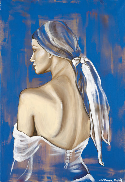 Woman Against a Blue Background