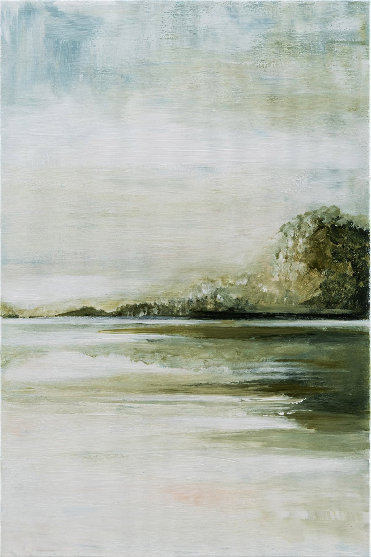 Sea and mountains in green