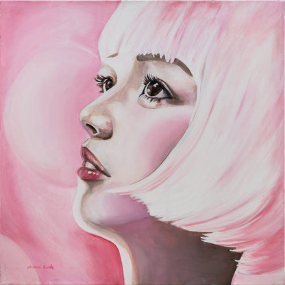 Japanese Woman with Pink Hair Profile