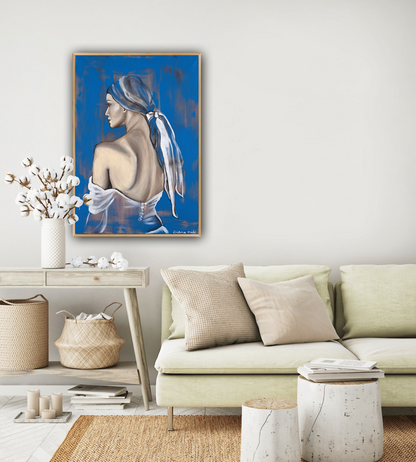 Woman Against a Blue Background