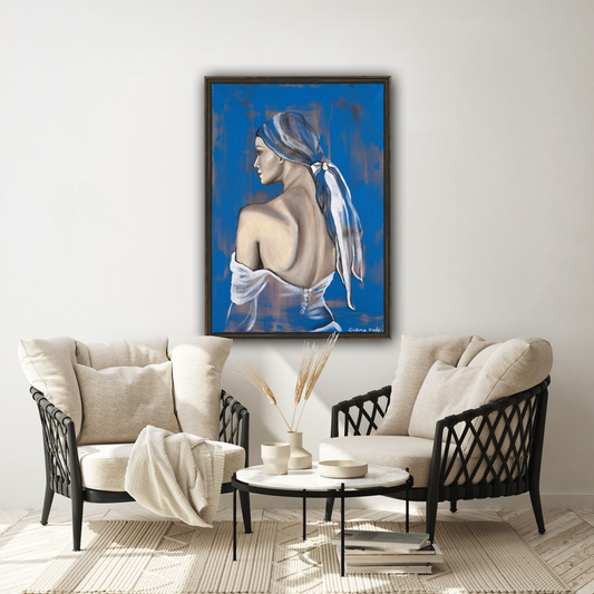 Woman Against a Blue Background