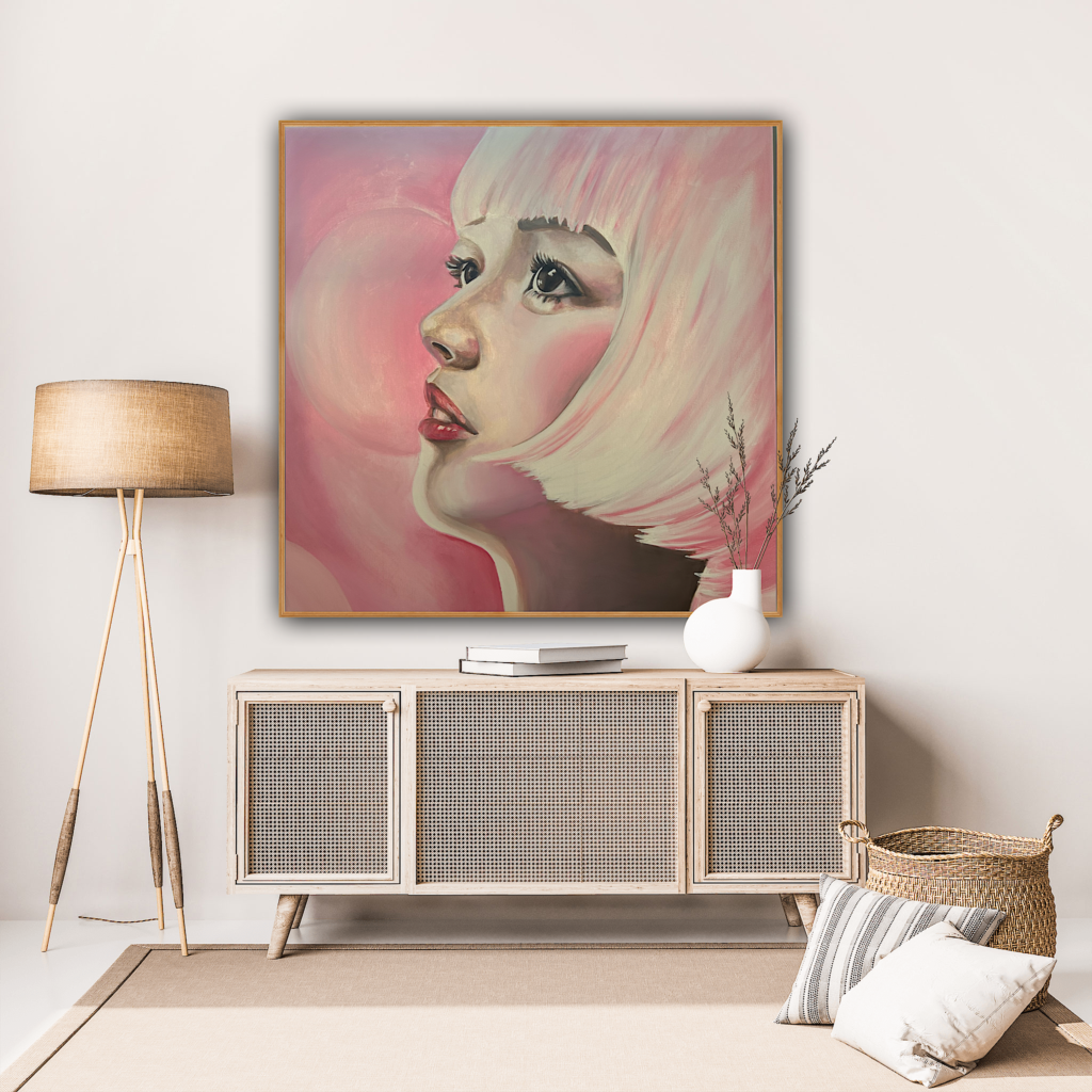 Japanese Woman with Pink Hair Profile