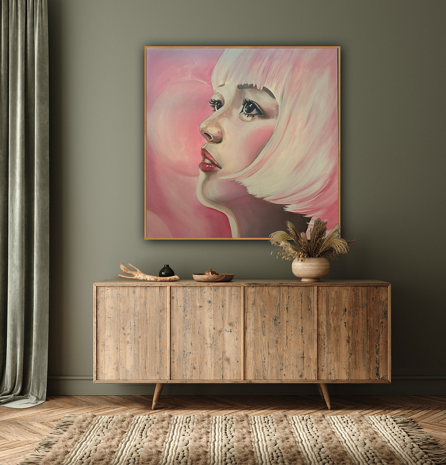 Japanese Woman with Pink Hair Profile