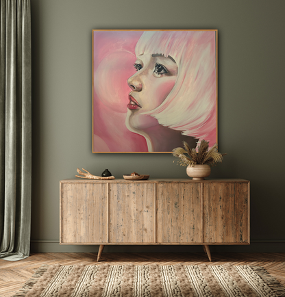 Japanese Woman with Pink Hair Profile