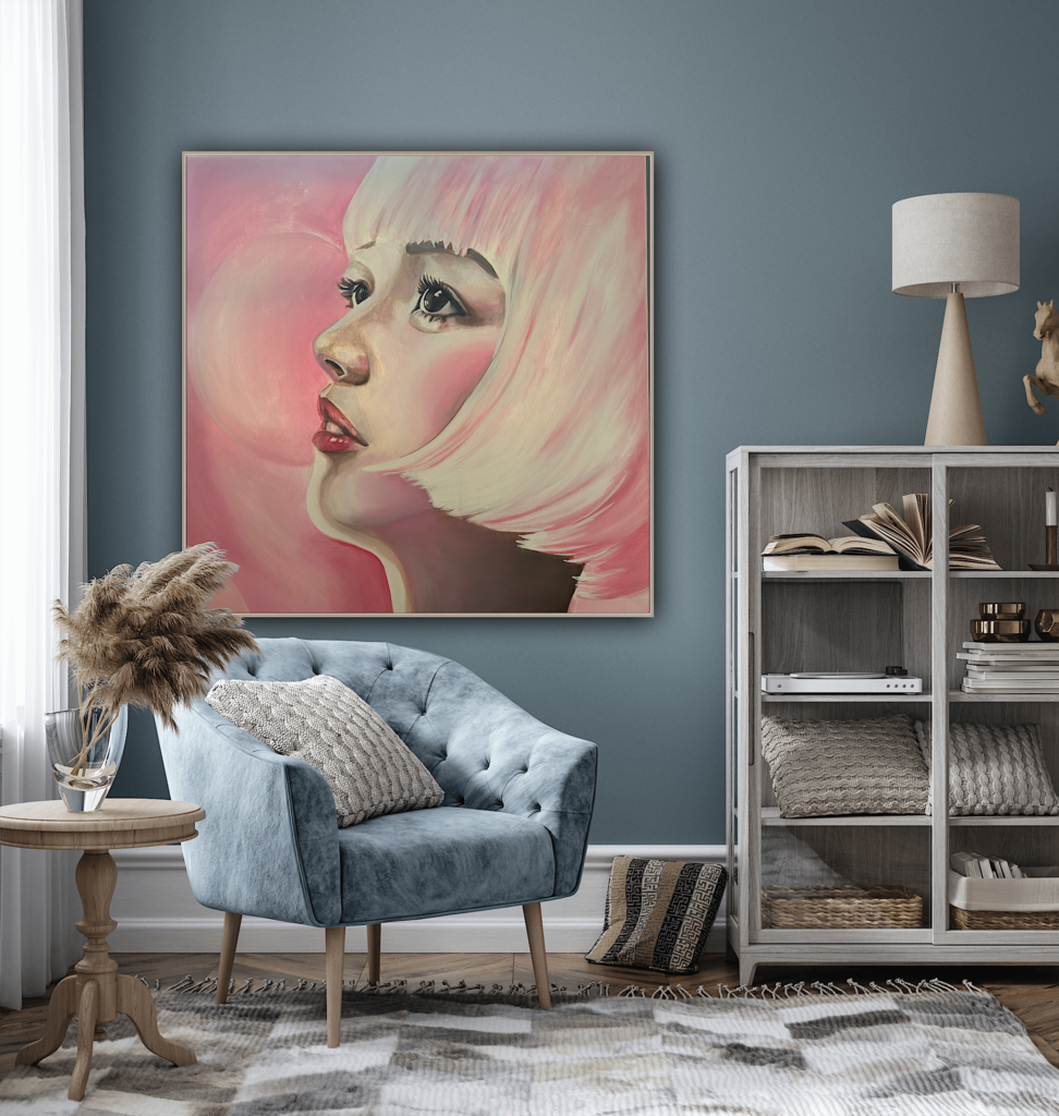 Japanese Woman with Pink Hair Profile