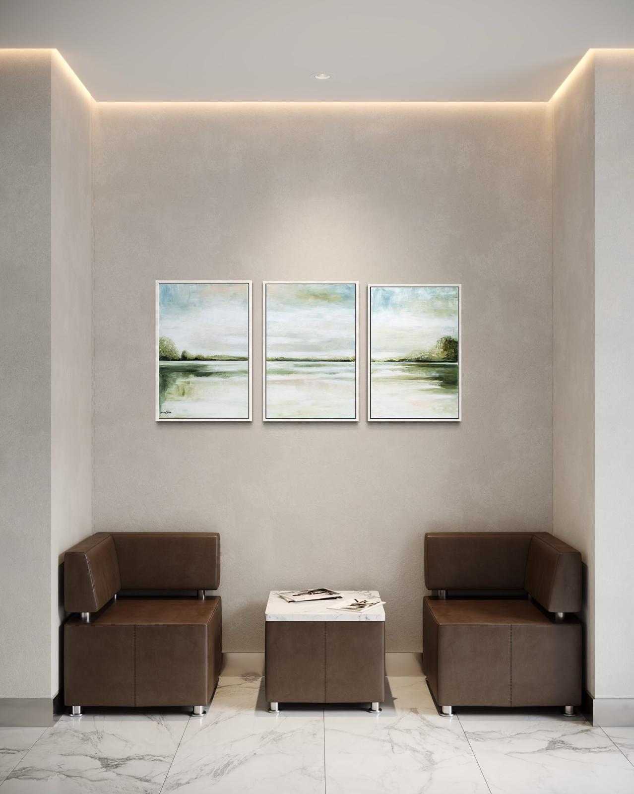 Sea and mountains in green