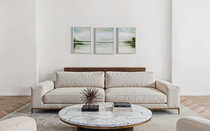 Sea and mountains in green