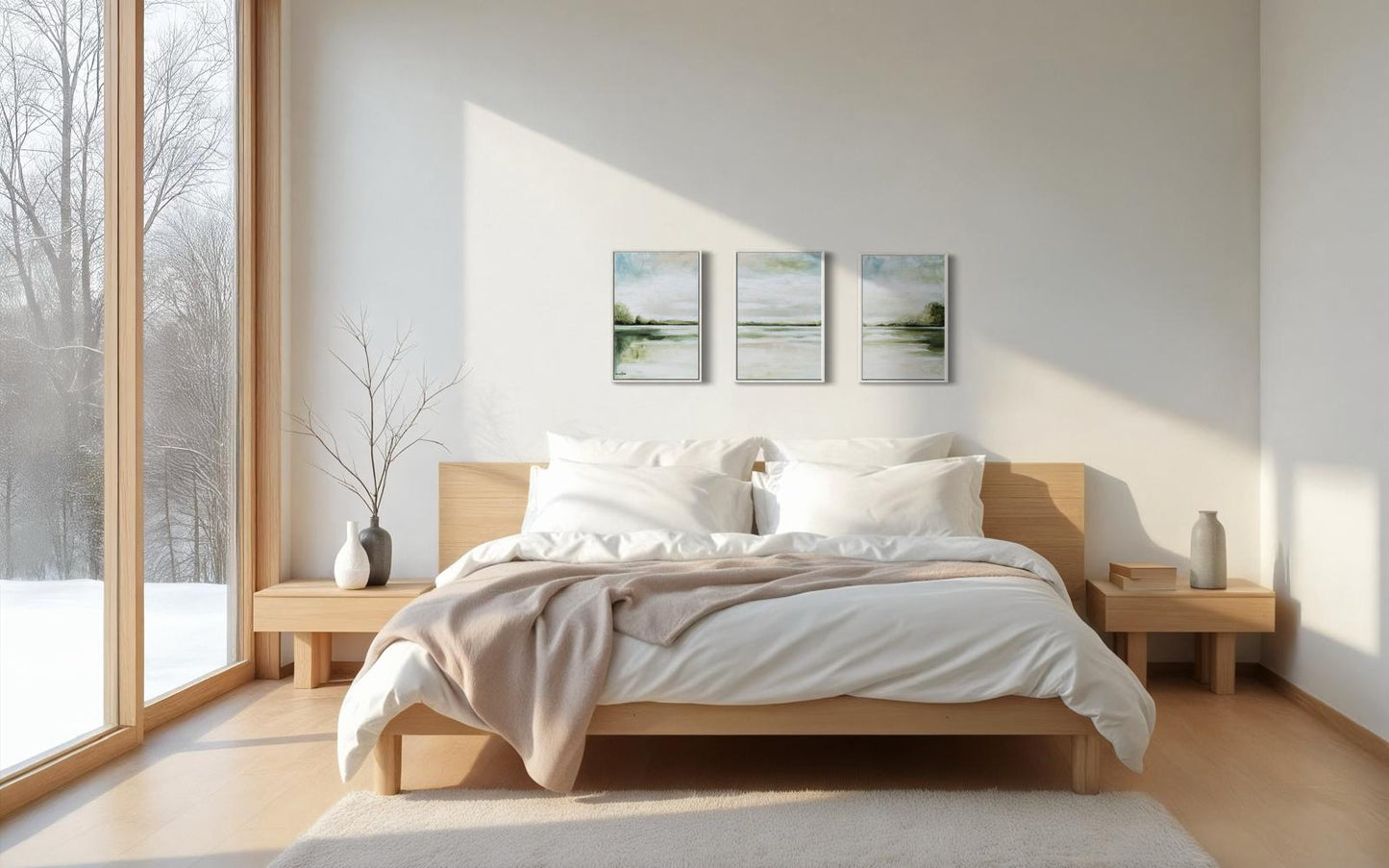 Sea and mountains in green