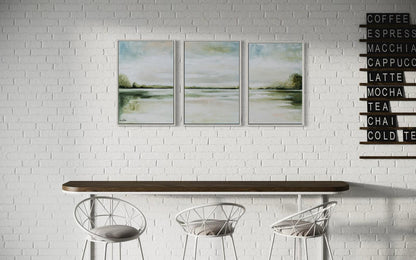 Sea and mountains in green